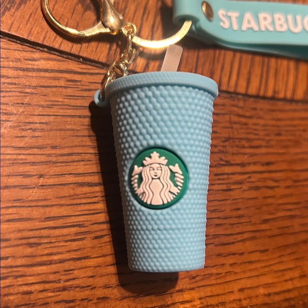 Starbucks LIGHT BLUE Coffee Cup keychain wristlet strap Purse Charm 🧋🧋